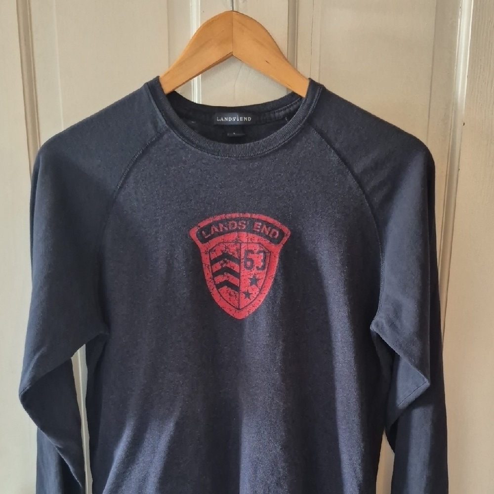 Lands' End Charcoal Long Sleeve with Red Emblem